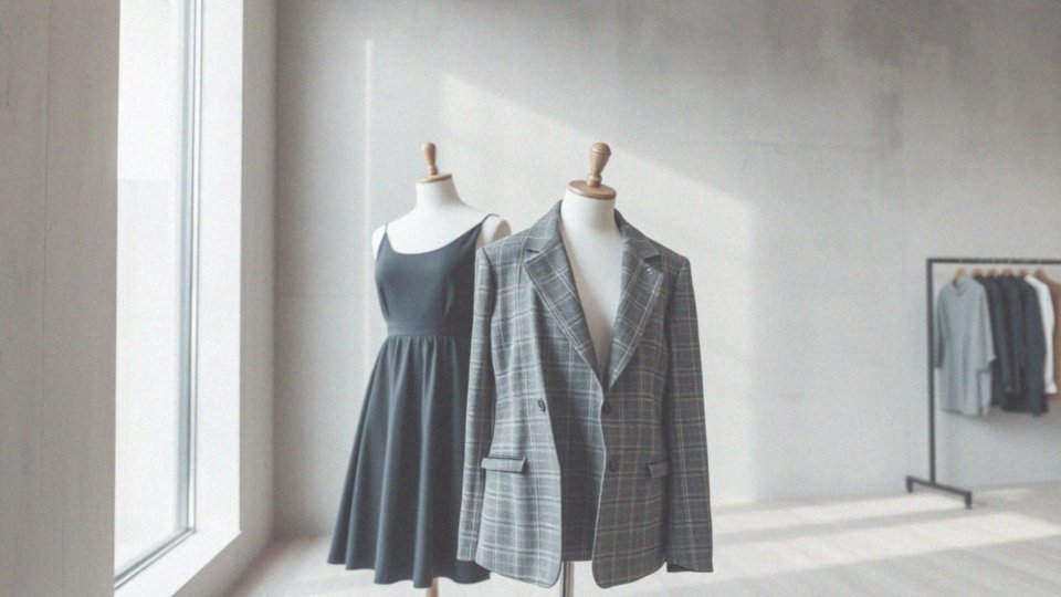 Jakie trendy nawiązuje do stylizacji z granatową sukienką i żakietem?